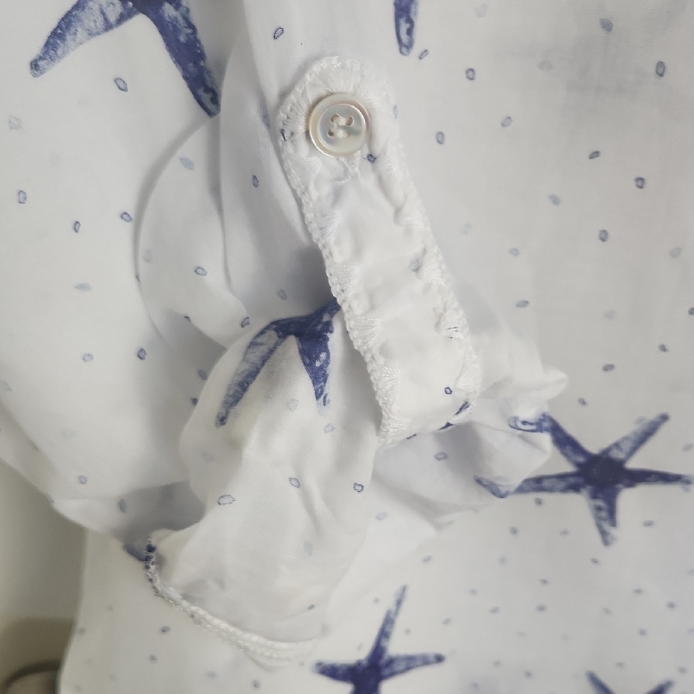 Laura Ashley White Blouse with Blue Star Fish - Picture 4 of 6